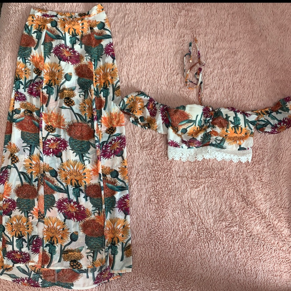 Floral Double Slit Maxi Set